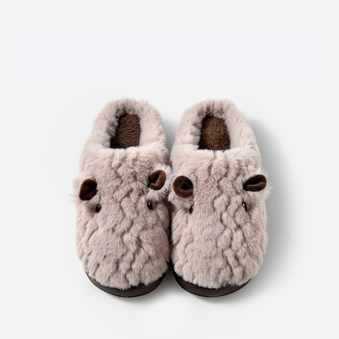 Fleece Animal Face Platform Slippers
