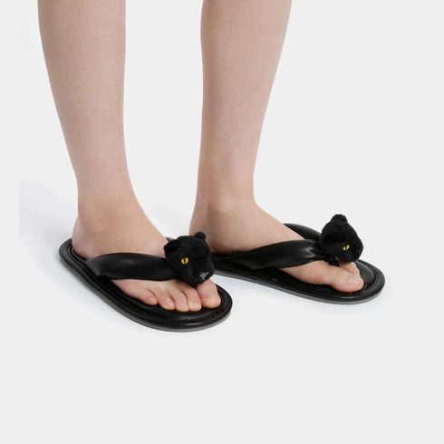 Prowling Panther Puffy Strap Flip Flops