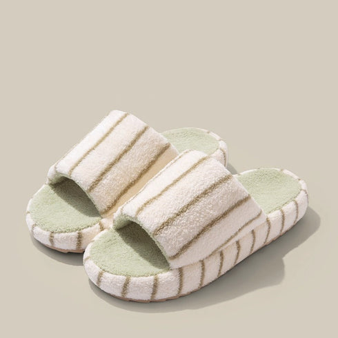 Cozy Striped Terry Texture Slides