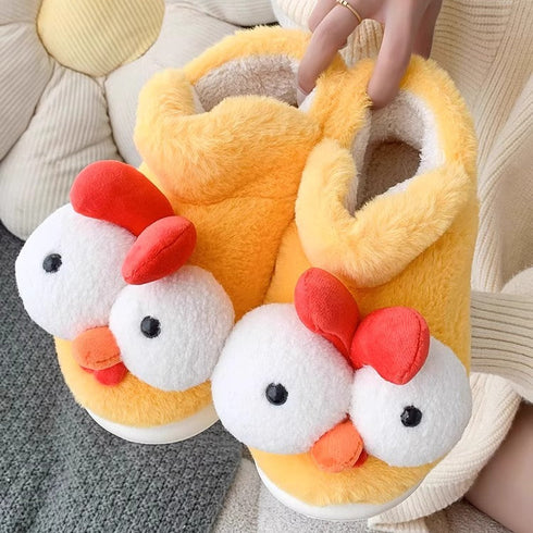 Quirky Chicken Plush Home Slippers