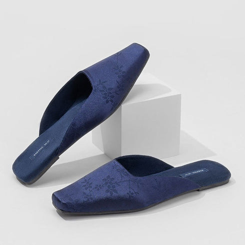 Pointed Bloom Embroidered House Mules