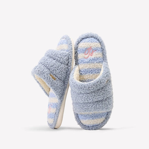 Fuzzy Striped Soft Home Slides