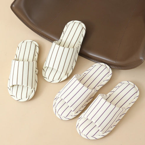 Breezy Pinstripe Linen Home Slides