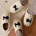 Wandering Black Cat Striped Slippers