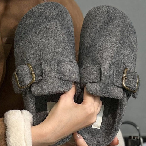 Felt Buckle Slip-On Clogs