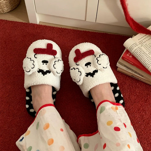Puppy Face Polka Dot Slippers