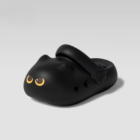 Chubby Cartoon Kitty Platform Clogs