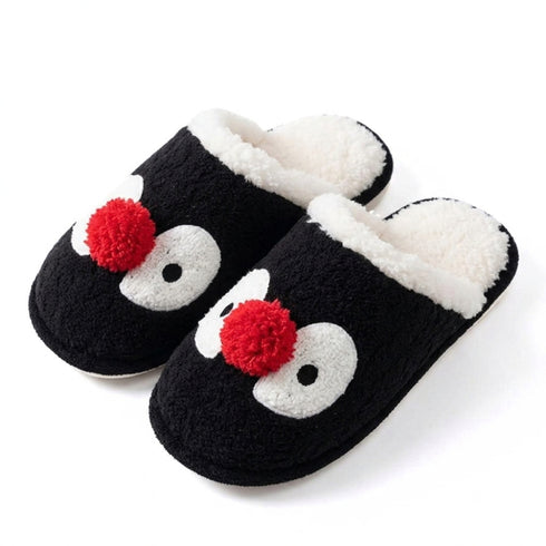 Cartoon Penguin Pompom Plush Slippers