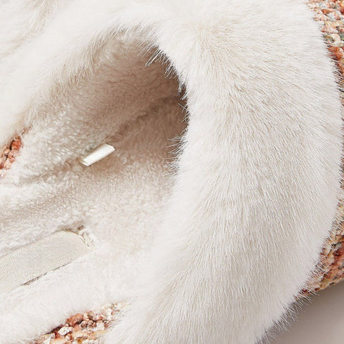 Boucle Trim Cozy Collar Slippers