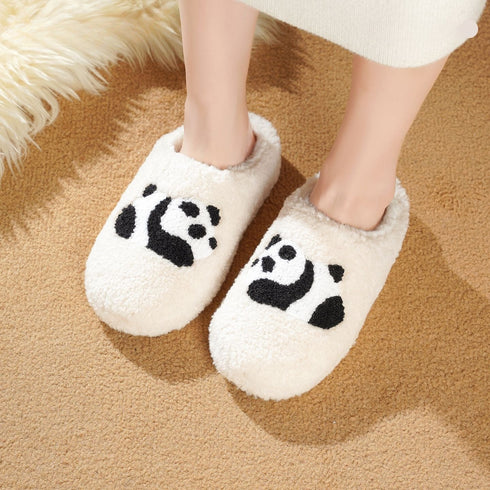 Fuzzy Panda Face Warm Slippers