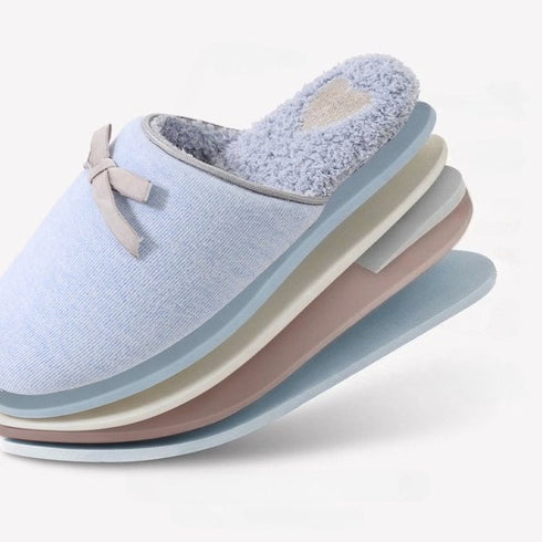 Snug Bow Knot Heart Slippers