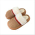 Woven Trim Fuzzy Band Slippers