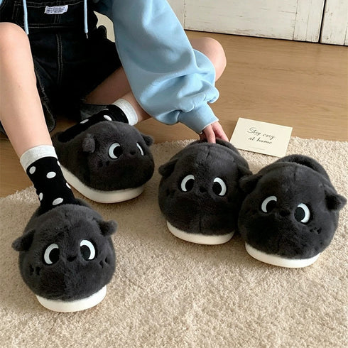 Fluffy Airplane Ear Cat Slippers