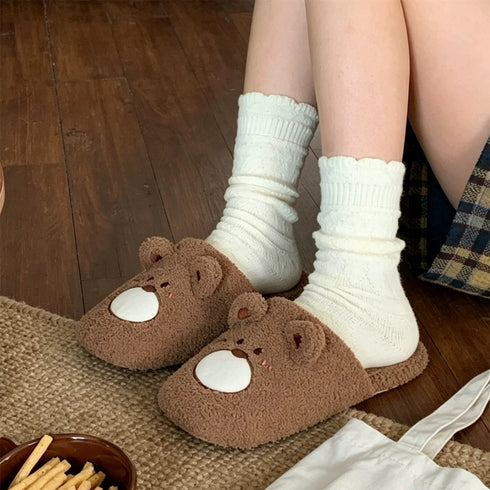 Teddy Bear Snout Fleece Slippers