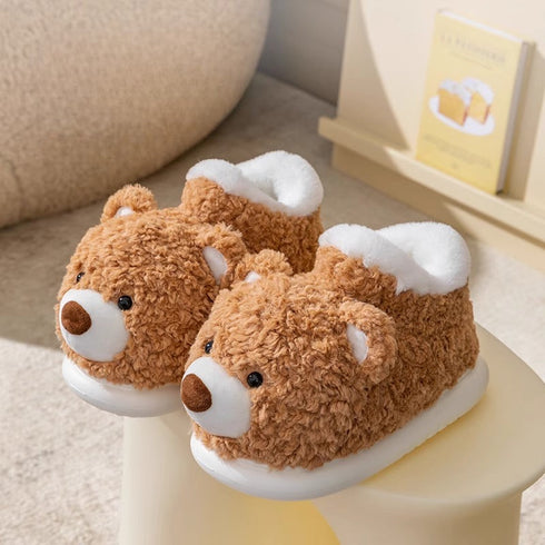 Fuzzy Teddy Bear Bootie Slippers