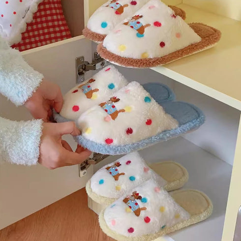 Dotted Pup Plush Home Slippers