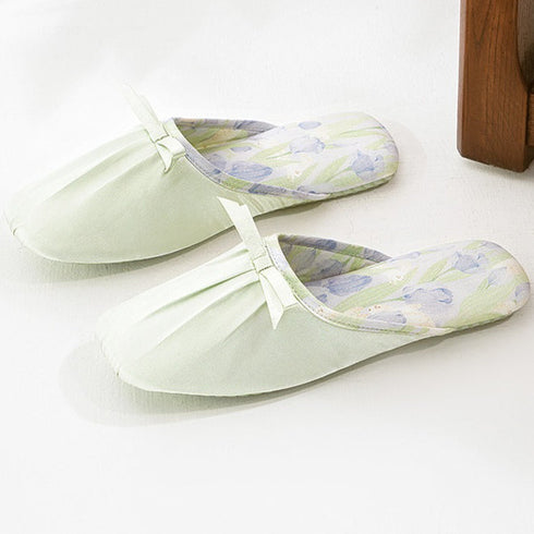 Silky Bow Pointed Home Slippers