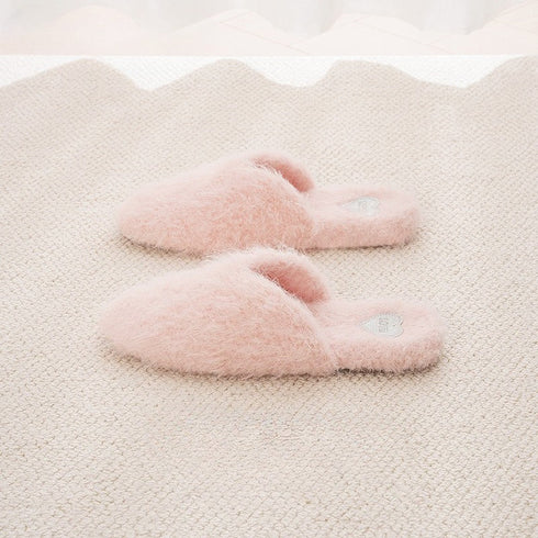 Fuzzy Heart-Patch Home Slippers