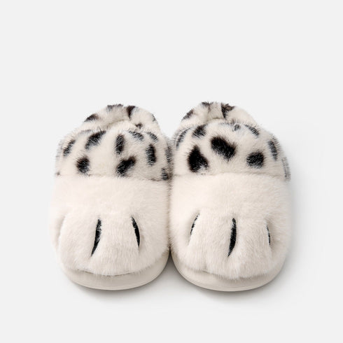 Spotted Cat Paw Fuzzy Slippers