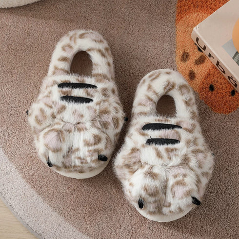 Furry Animal Paw Platform Slippers
