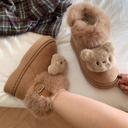 Bear Patch Fluffy Cuff Boots