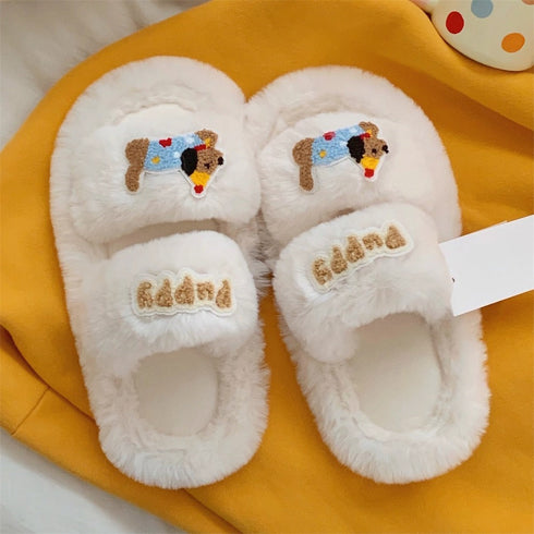 Puppy Patch Fuzzy Band Slippers