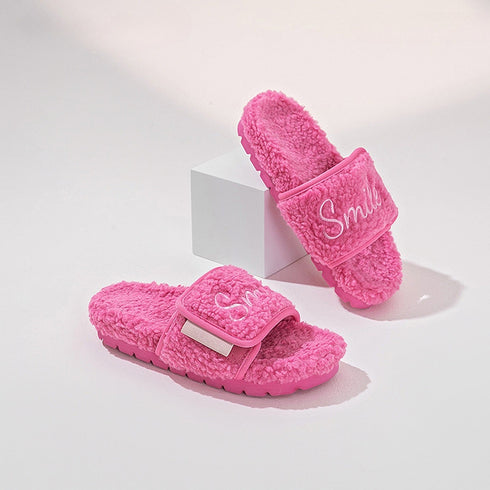 Chunky Sherpa Adjustable Platform Slippers