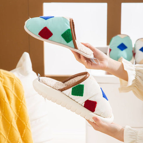 Puffy Geo Patch Indoor Slippers