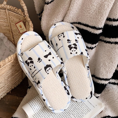 Panda Graphic Woven Insole Slides