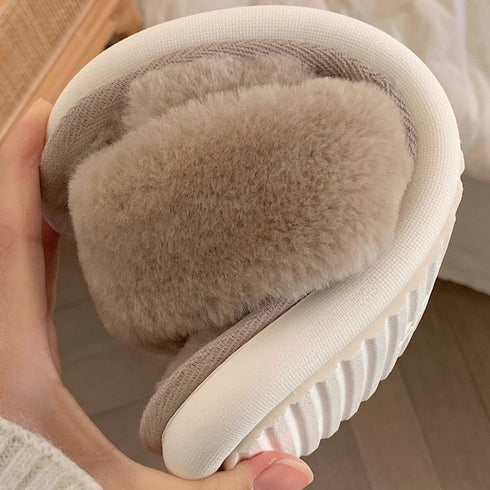 Fluffy Crisscross Lounge Slippers
