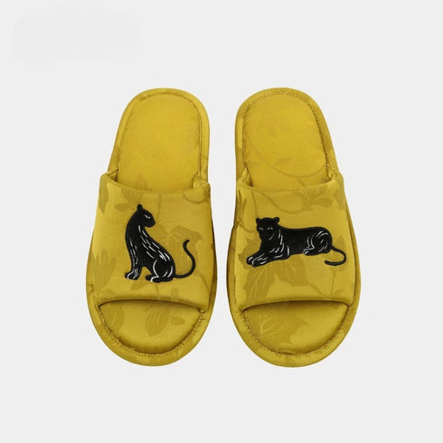 Wild Panther Embroidered Jacquard Slides