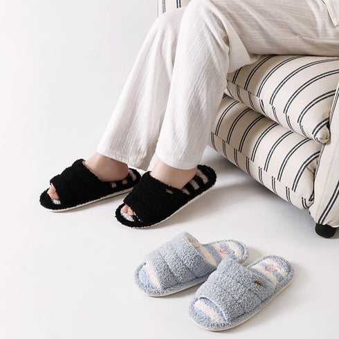Fuzzy Striped Soft Home Slides