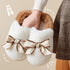 Ribbon Bowknot Fuzzy Platform Slippers