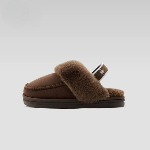 Plush Suede Slingback Platform Slippers