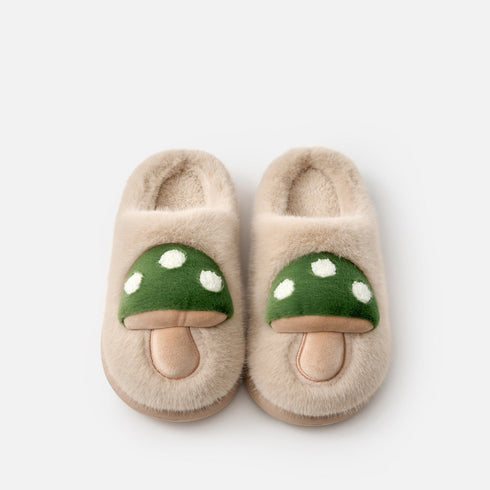 Spotted Mushroom Fuzzy House Slippers