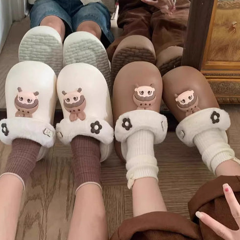Playful Cartoon Shell Winter Clogs