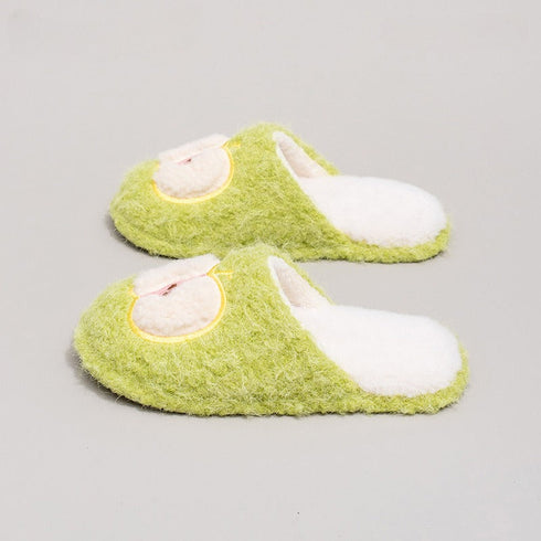 Fuzzy Apple Fruit Plush Slippers