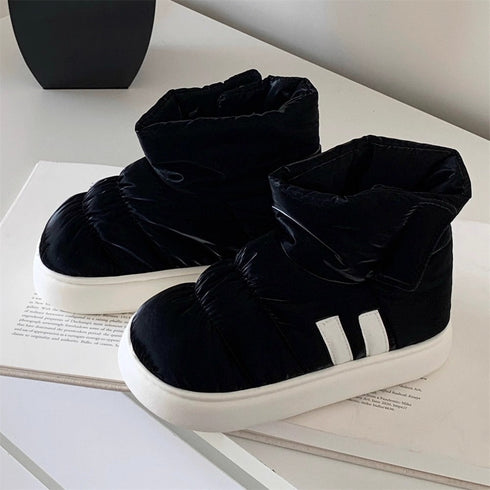 Glossy Padded Velcro Snow Boots