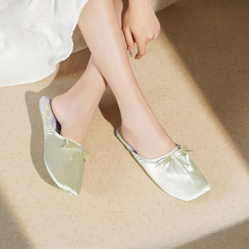 Silky Bow Pointed Home Slippers