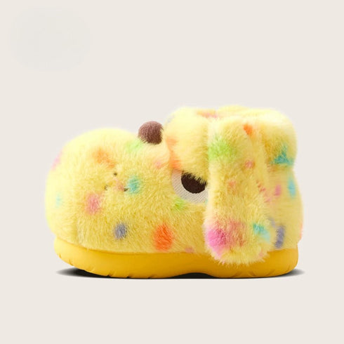 Spotted Puppy Plush Bootie Slippers