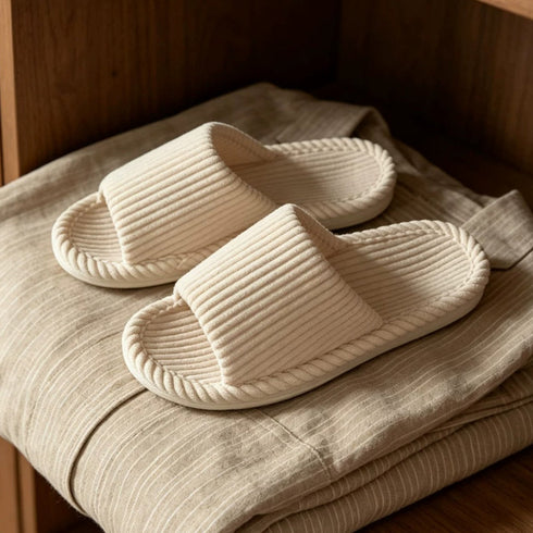 Cloudy Ribbed Arch Support Slides