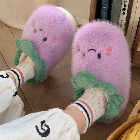 Smiley Eggplant Slippers
