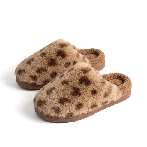 Fuzzy Spotted Indoor House Slippers