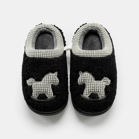 Plaid Rocking Horse Plush Slippers