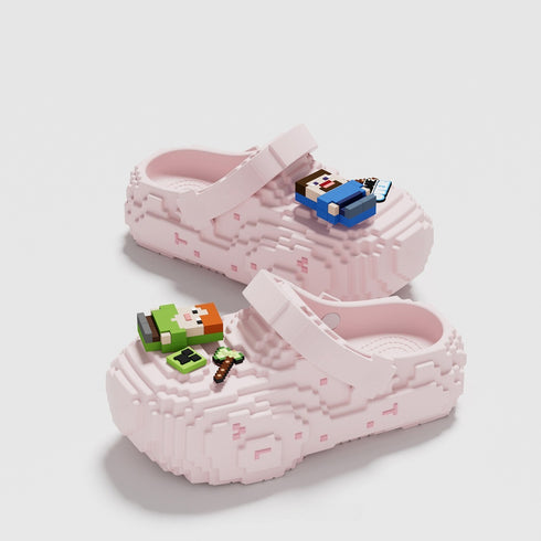 Retro Pixel Block Chunky Clogs
