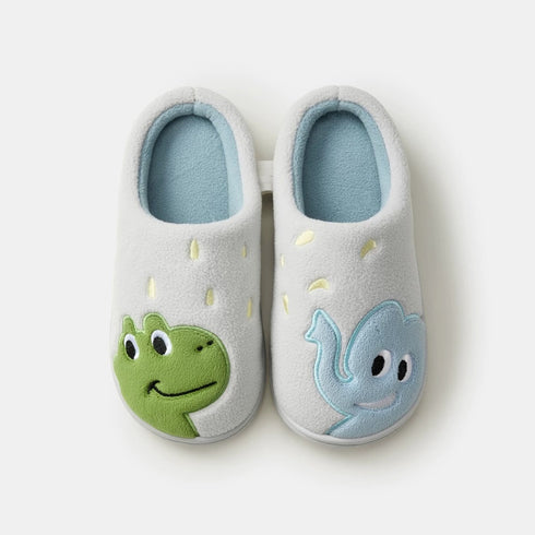 Embroidered Animal Fleece Indoor Slippers