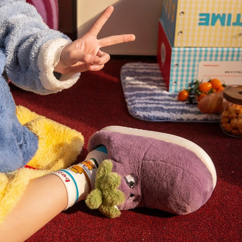 Fierce Eggplant Slippers