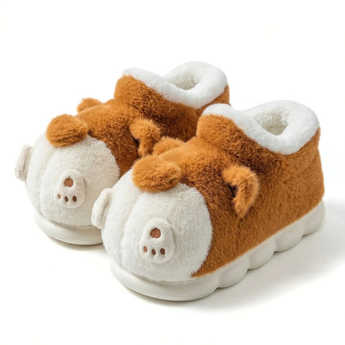 Plush Corgi Butt Ankle Slippers