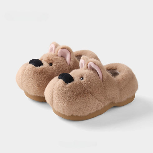 Fuzzy Puppy Face Plush Slippers