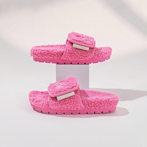 Chunky Sherpa Adjustable Platform Slippers